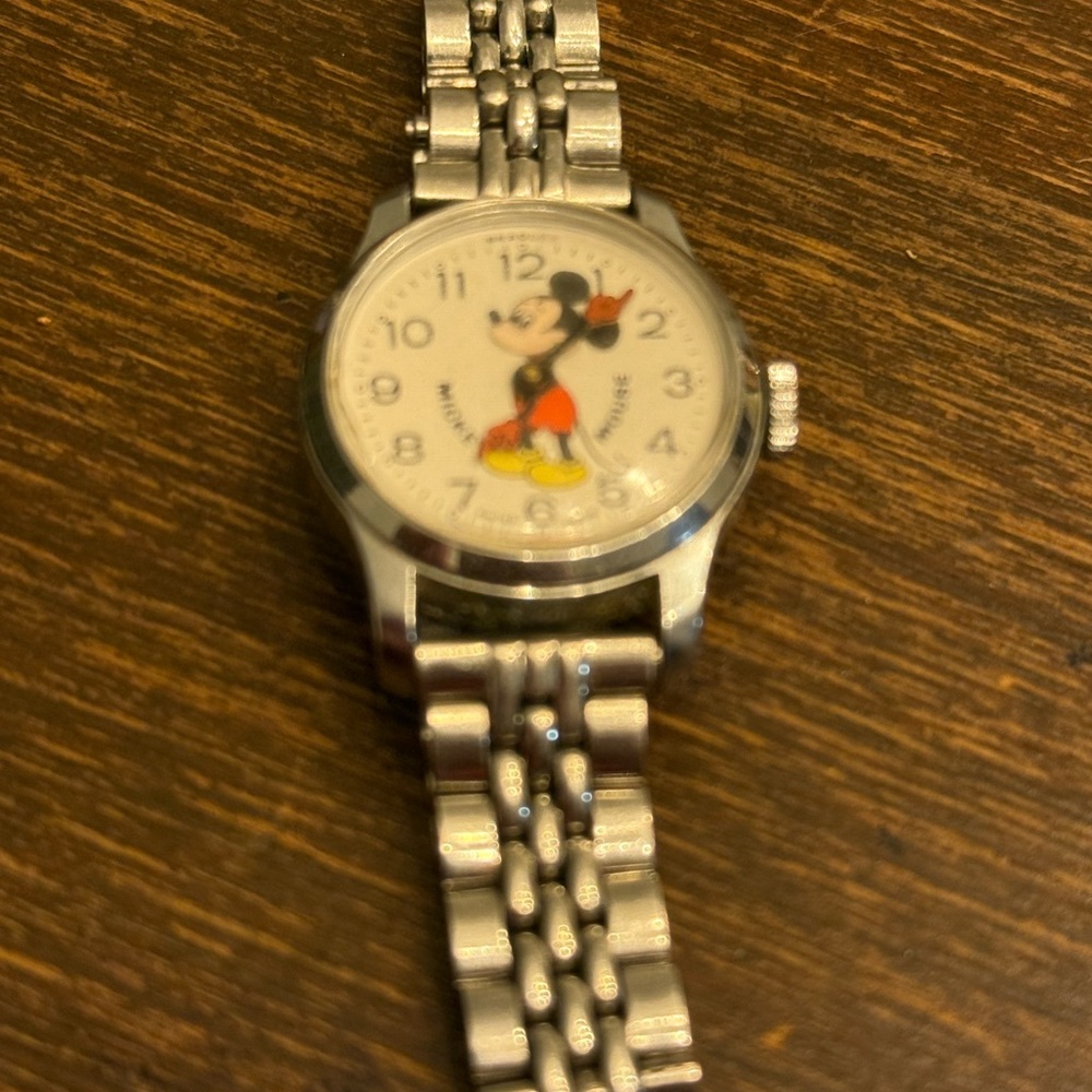 Vintage 70's Bradley Disney Mickey Mouse Swiss Made Watch Stainless Steel
